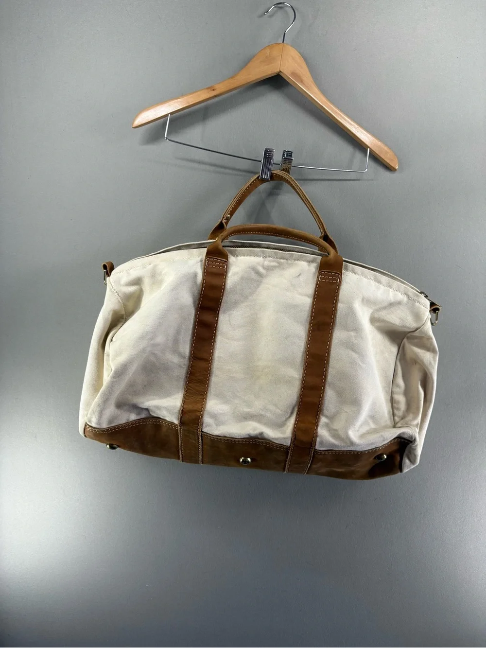 Vintage J. Peterman Duffle Bag Nubuck Leather Bottom Kentucky